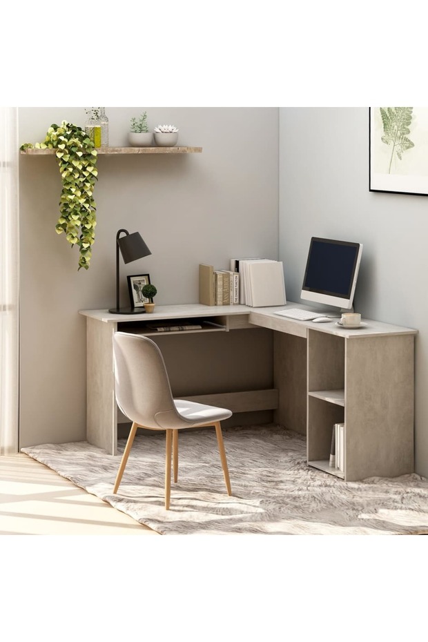 L-Shaped Corner Desk Concrete Grey 120x140x75 cm Engineered Wood