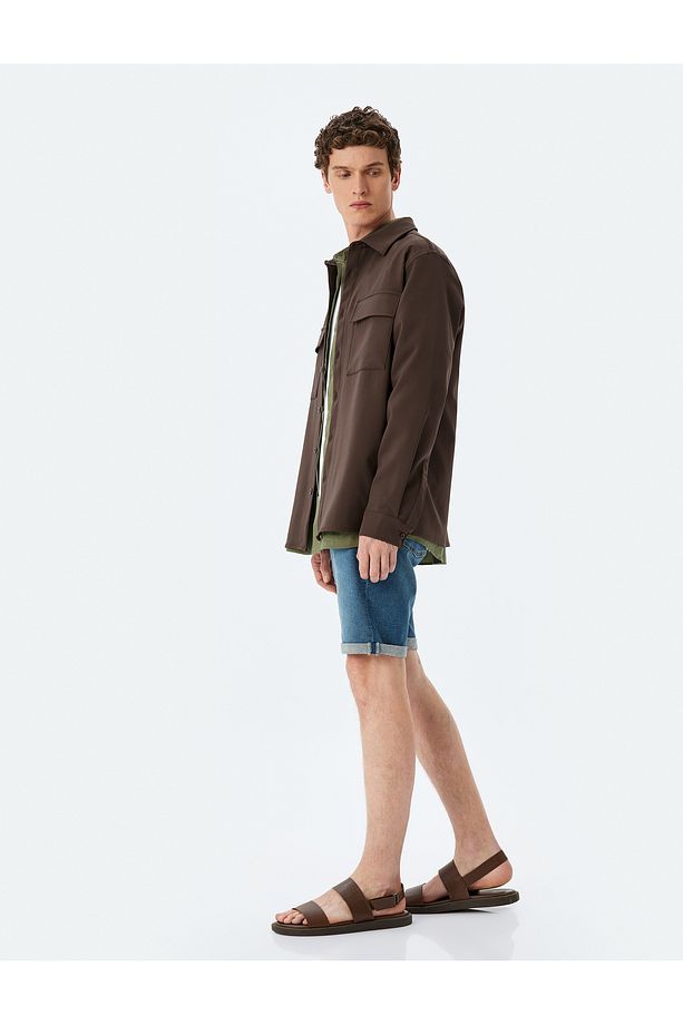 Bermuda Pamuklu Cep Detaylı Slim Fit Kot Şort - 2