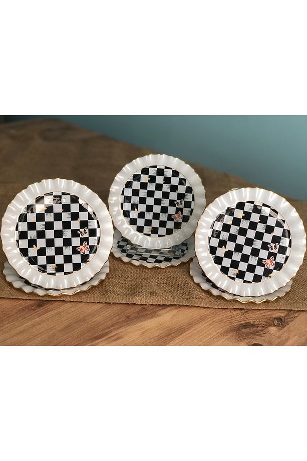 Dama Desenli Kıvrımlı Tatlı Tabağı 6 Adet - 3