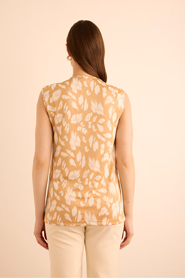 Jakar Desenli Viscon Örme Kolsuz Bluz - 6