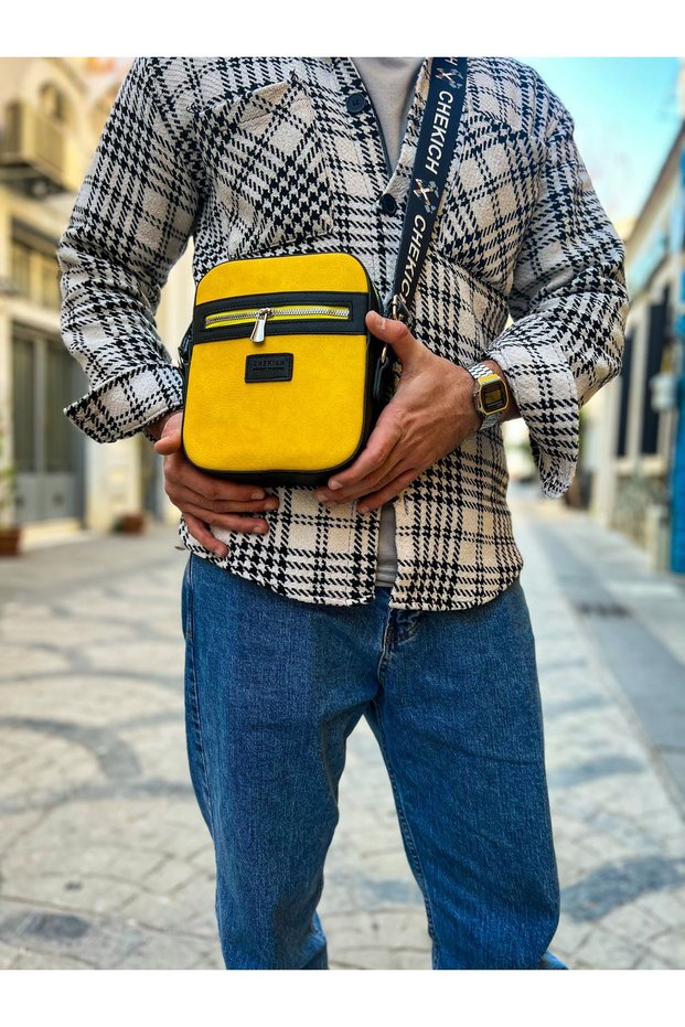 Square Men's Bag Black Yellow