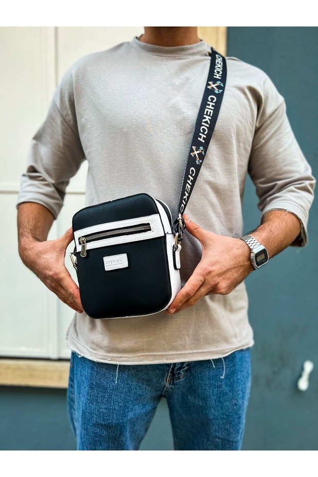 Square Men's Bag Black White