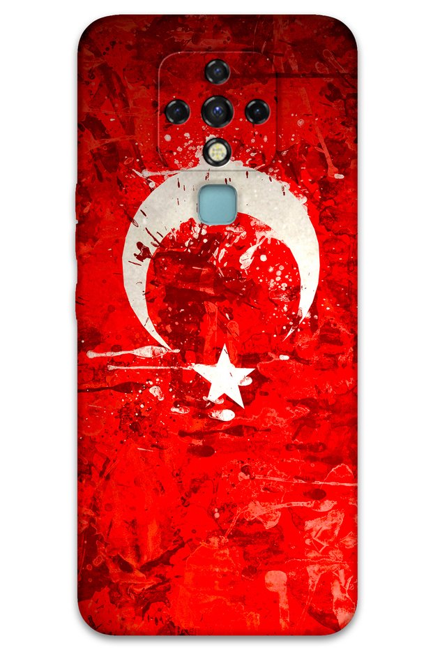 Tecno Camon 16 Compatible Turkish Flag Patterned Phone Case + Screen Protector - 5847