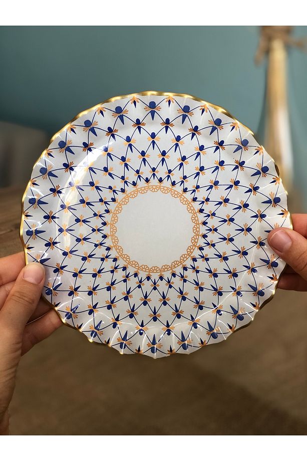 Mücevher Desenli Kıvrımlı Tatlı Tabağı 6 Adet - 2
