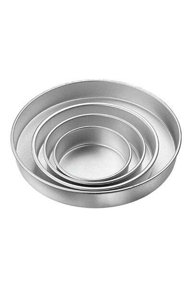 طقم قوالب خبز دائرية فضية مكون من 4 قطع - 3