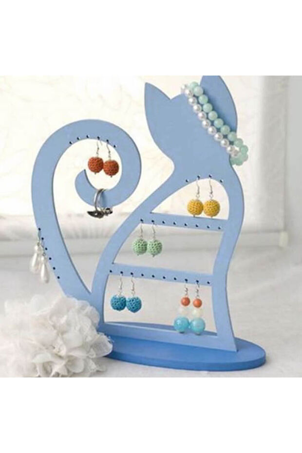 حامل عرض أقراط على شكل قطة 3 ملم خشب (مقاس 19 × 25 سم)