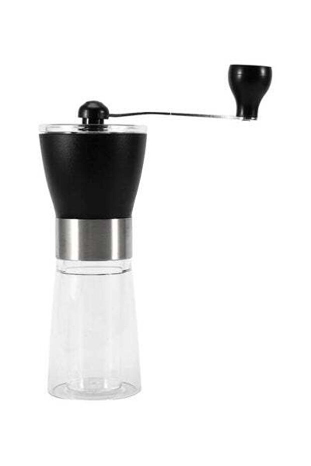 مطحنة قهوة يدوية باللون الأسود/الشفاف - 1