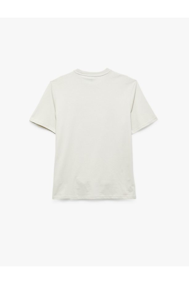 Pamuklu Kısa Kollu Regular Fit Bisiklet Yaka Baskılı Tişört - 2
