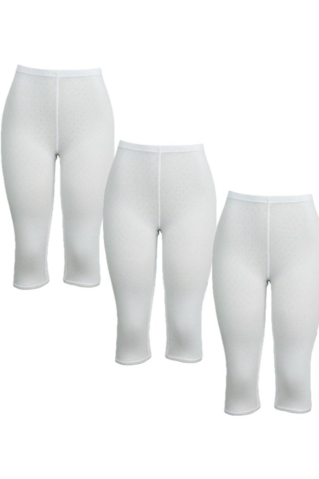 100% Cotton Perforated Bermuda Shorts - Women's 3-Piece Set