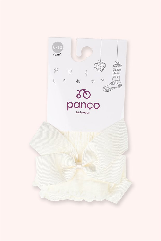 Girl's Ribbon Detailed Knee-Cuff Bone Socks