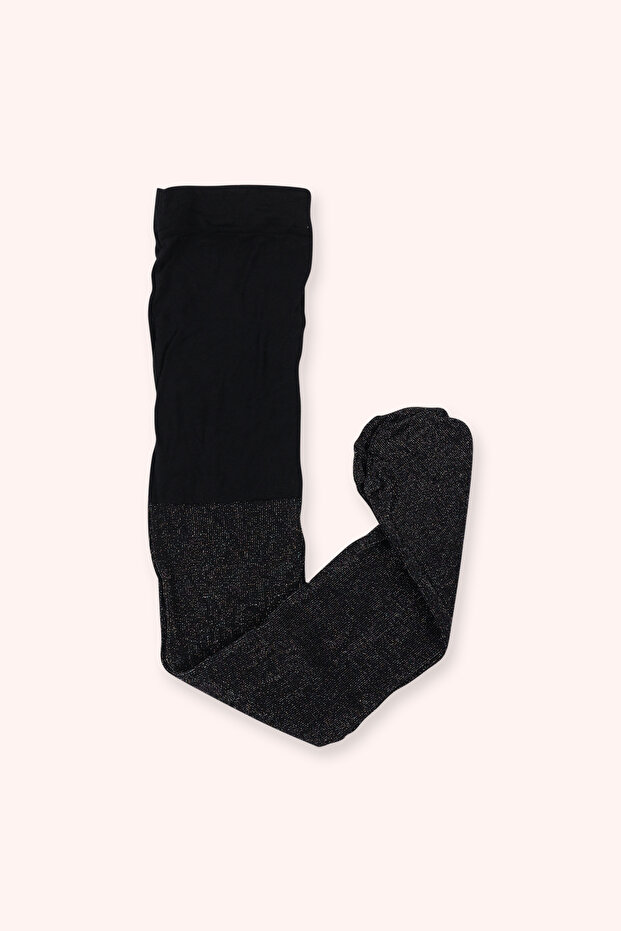 Baby Girl Glitter Detailed Black Pantyhose
