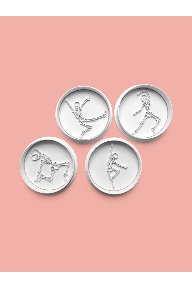 Dancing Skeleton Figure Cookie Mold and Sugar Dough Mold Set of 4