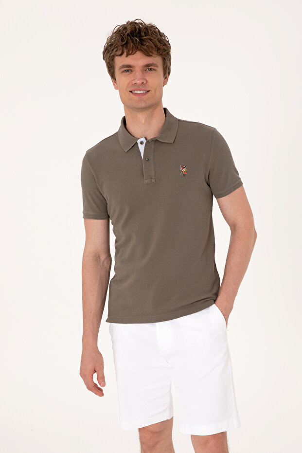 Men's Slim Fit Polo Neck Mink Basic T-Shirt 50310669-Vr052