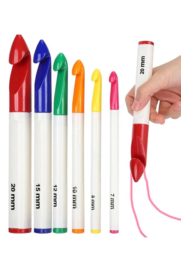 6 Adet Plastik Saplı Kalın Tığ Seti - 1