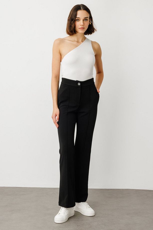Önü Çimalı Beli Lastikli Pantolon - 3