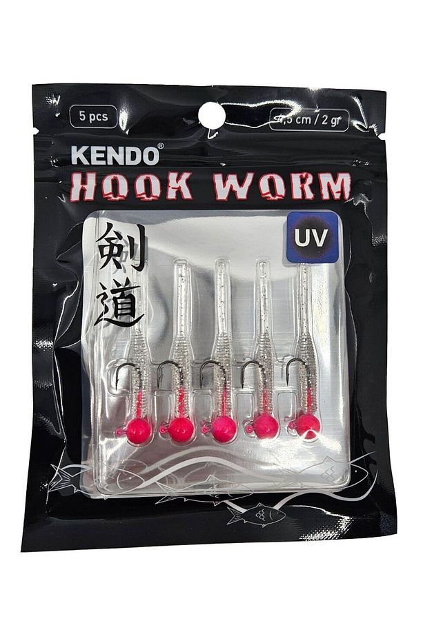 Hook Worm Jighead+Lrf Silikonu 2gr+4.5cm 5 Adet-Head Yellow+Green Glow - 3