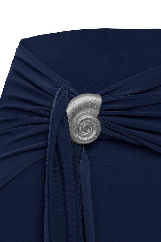 Lacivert Vücuda Oturan Aksesuar Detaylı Örme Uzun Etek TPRSS25ET00004 - 7