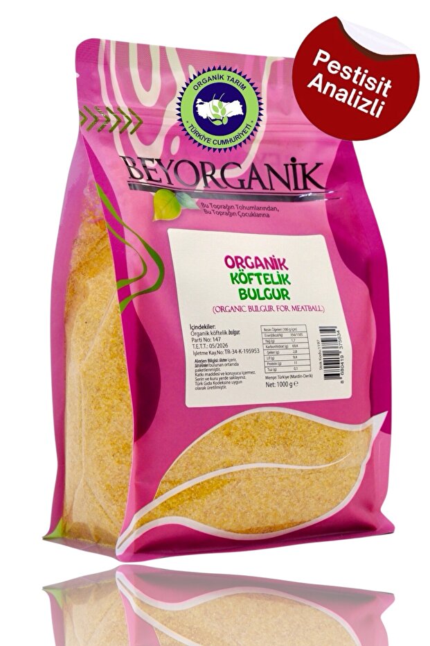 BEYORGANİK Organik Bulgur Köftelik 1kg (PESTİSİT VE AFLATOKSİN ANALİZLİ)