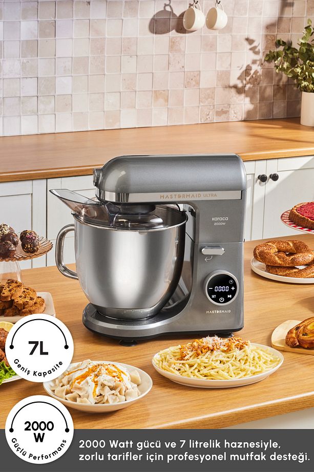 Mastermaid Chef Ultra D2000W Dijital Ekranlı Hamur Yoğurma Makinesi Galaxy Grey 7L - 5