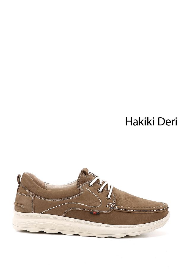 Erkek Kum Nubuk Bağcıklı Hakiki Deri Comfort Ayakkabı - 1