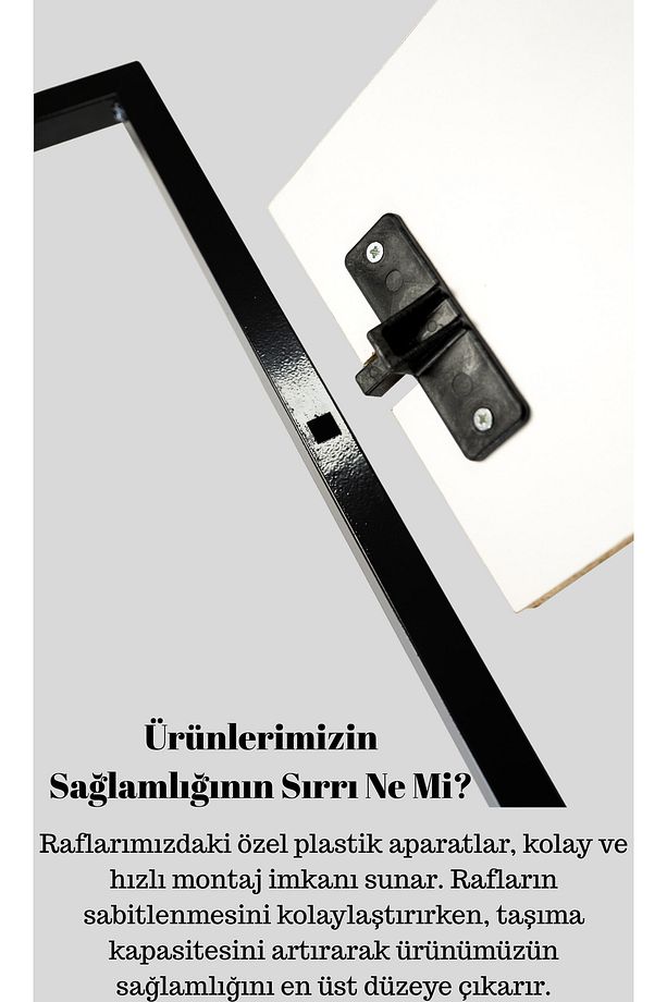 3 Raflı Siyah Rengi Çok Amaçlı Kitaplık / Dekoratif Duvar Rafı – Kolay Kurulum, Sağlam Tasarım - 5