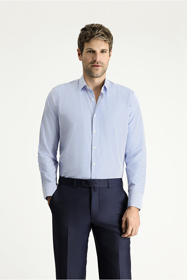Long Sleeve Slim Fit Slim Fit Striped Cotton Easy-Iron Shirt