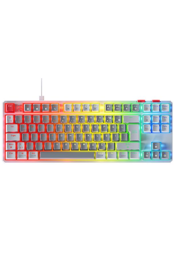 Yoru Tkl Type-c Bağlantılı Rgb Outemu Red Swich Mekanik Oyuncu Klavyesi- Gri/beyaz - 3