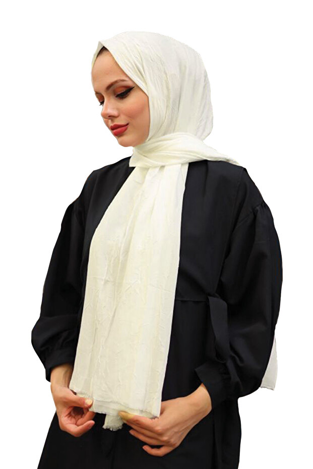 Bambu Kraş Şal - Krem - 4