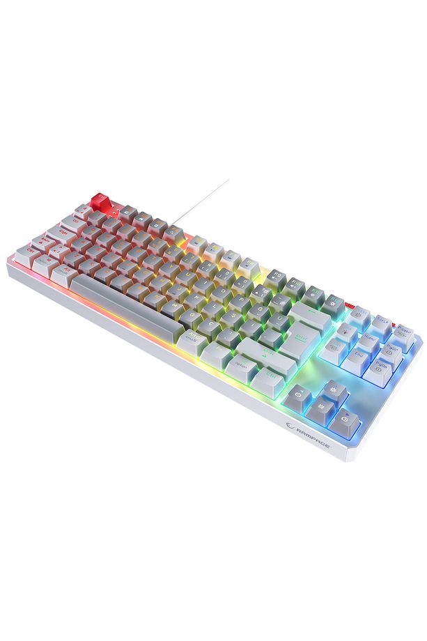 Yoru Tkl Type-c Bağlantılı Rgb Outemu Red Swich Mekanik Oyuncu Klavyesi- Gri/beyaz - 2