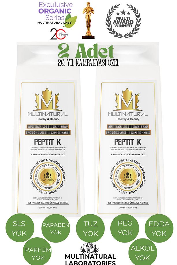 Kepek Şampuanı Saç Dökülmesi Şampuanı Organik Pullanma Karşıtı Şampuan 2x300 ml Egzema -x Serisi - 1