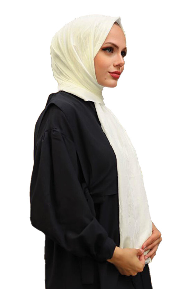 Bambu Kraş Şal - Krem - 3