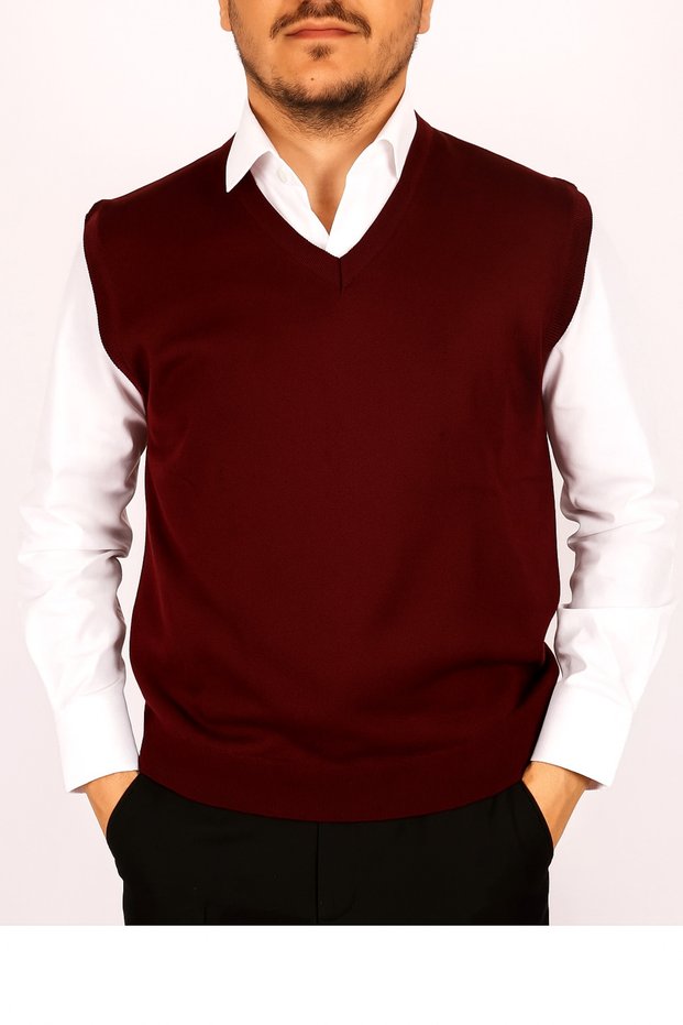 Baba Men's V-Neck Burgundy Knitwear Sweater – Classic and Stylish