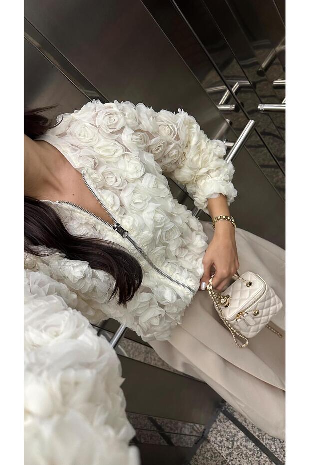 3 Boyutlu Krem Ceket - 5