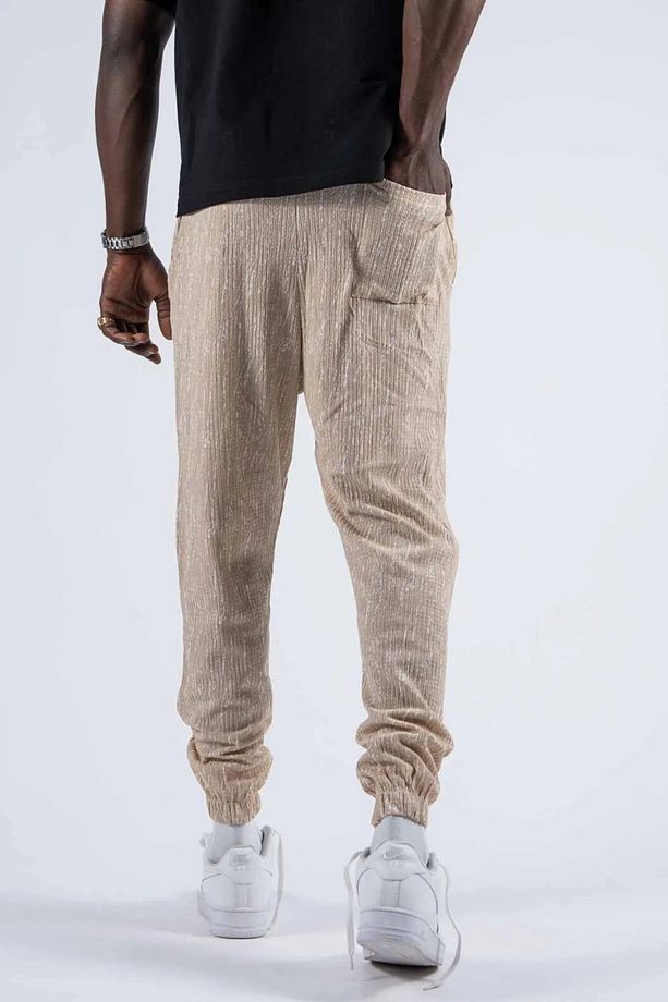 Erkek Basic Günlük Cepli Bol Bej Jogger Pantolon - 4