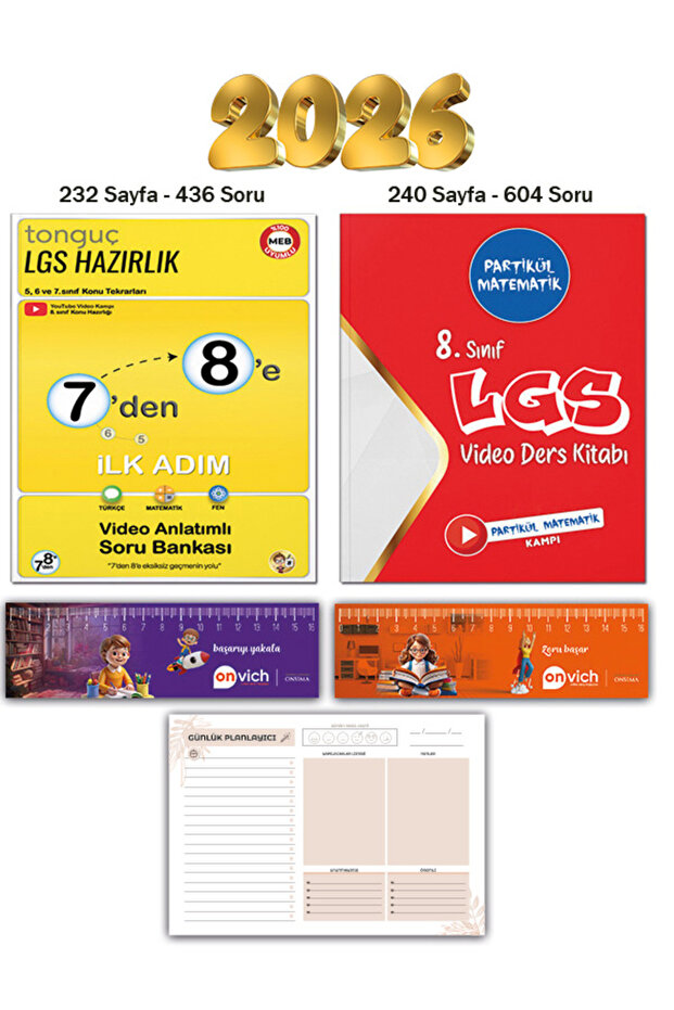 Tonguç Yayınları 8. Sınıf 7 Den 8 E Hazırlık Yaz Tatili Kitabı - Partikül Matematik Lgs Video Ders Kitabı Planlayıcı