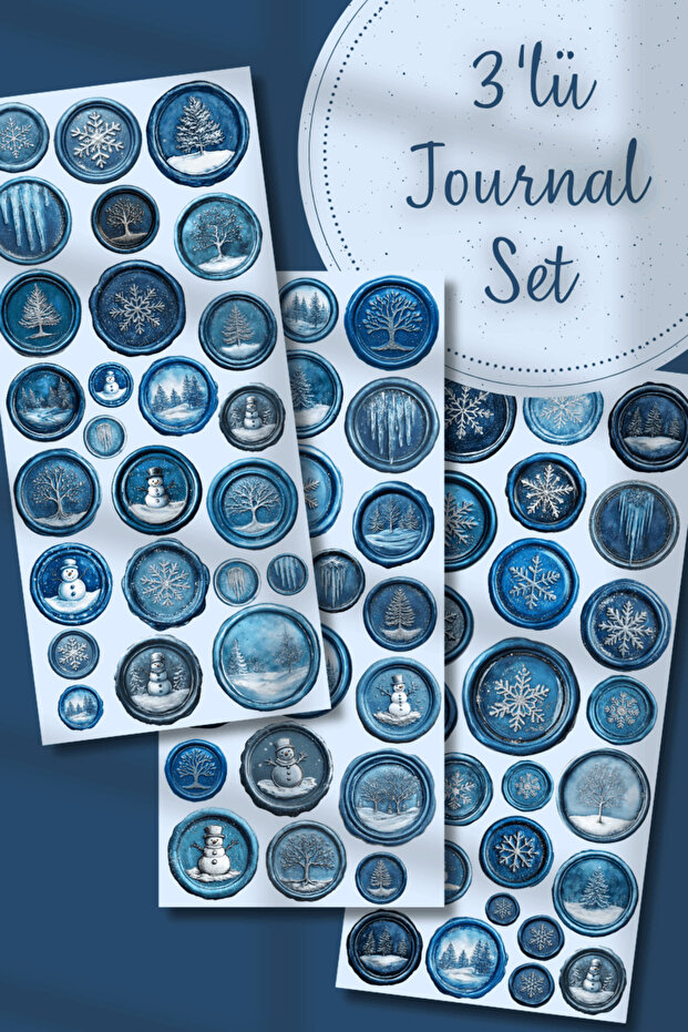 Wax Seal Look Winter Themed Sticker Set 3-Piece Set for Bullet Journal and Scrapbook Not a Seal! ! !