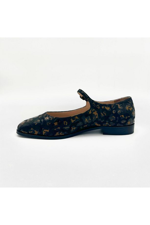 Hakiki Deri Mary Jane Babet – Leopar Desenli, 2 cm Topuk - 2