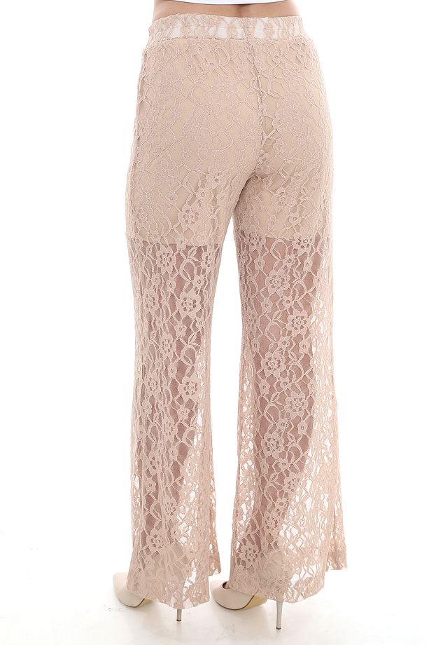 Şort Astarlı Bej Dantel Pantolon - 4