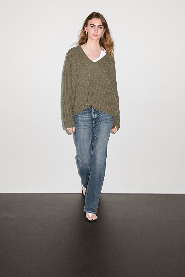 %100 kaşmir oversize triko kazak - 1