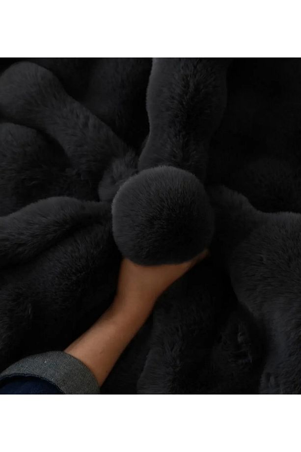 Peluş 3Kişilik Kanepe örtüsü 1adet 80x200cm örtü Siyah - 2