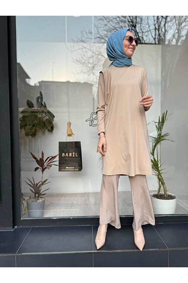 Bambu Kumaş Kadın Tunik Bej - 1
