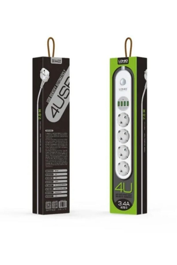 4 Usb Girişli 2 Metre 4’lü Anahtarlı Priz Se4432 - 6