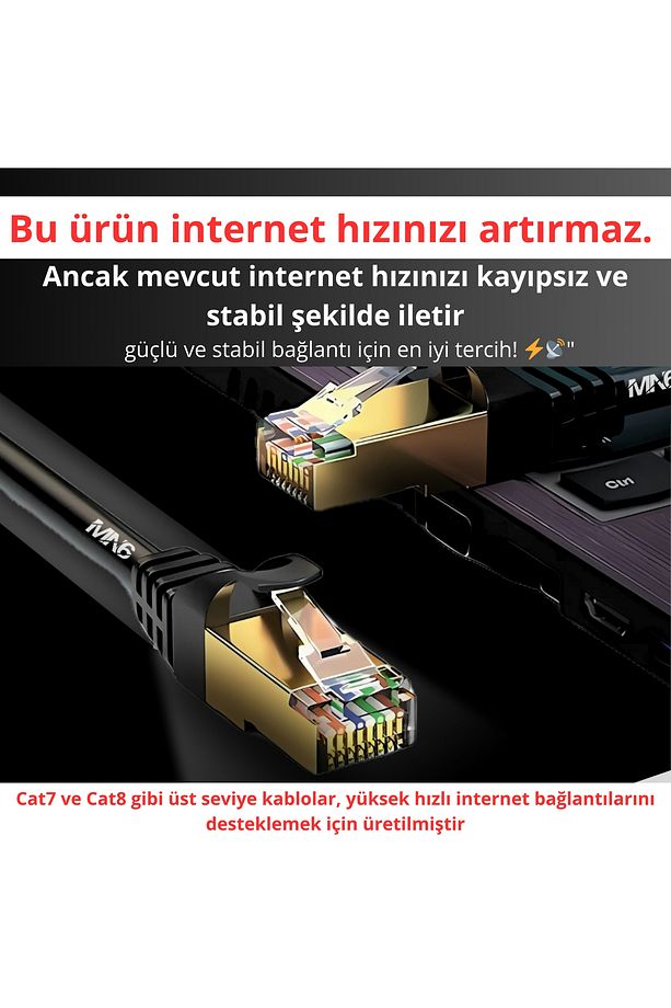 M109f 10 Metre Cat7 Kablo/10gbps-s/stp/cat7 Ethernet Kablosu-50 Mikron Altın Kaplama - 8