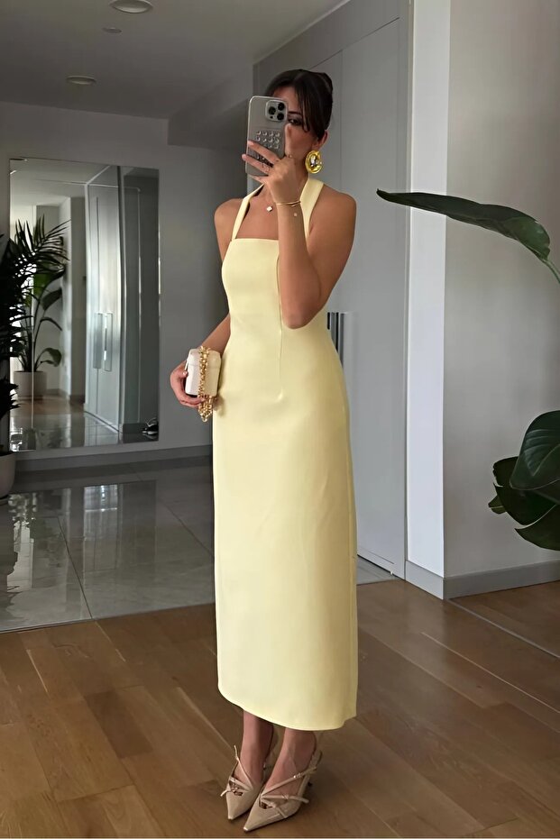 Back Low-Cut Square Collar Midi Dress Wedding Engagement Promise Graduation