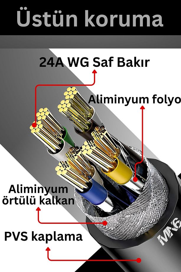 M109f 10 Metre Cat7 Kablo/10gbps-s/stp/cat7 Ethernet Kablosu-50 Mikron Altın Kaplama - 4