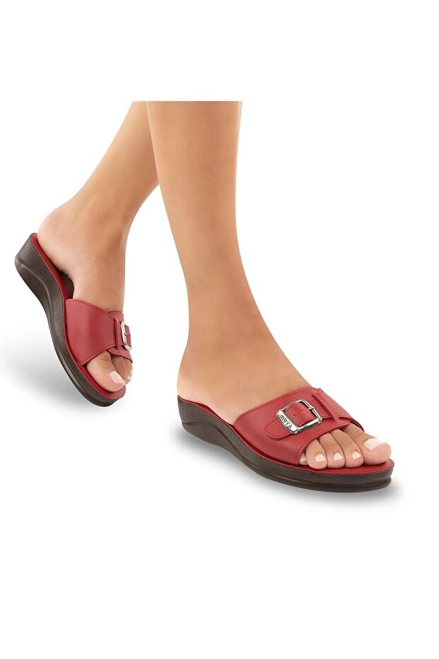 Golden Anatomical Sole Buckle Women's Slippers