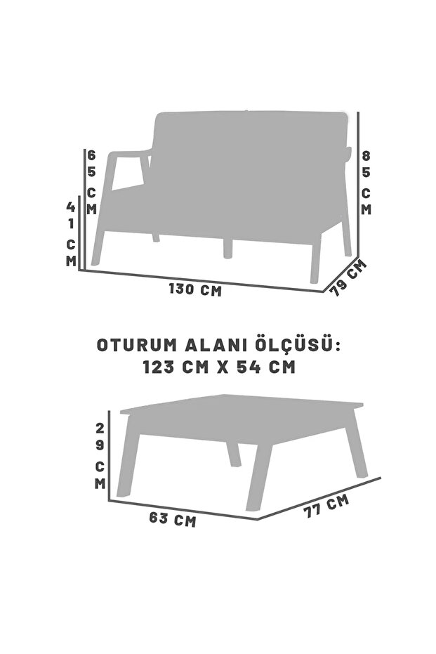 Favela Bohem Çay Seti Ceviz Ahşap, Sütlü Kahve (1 ADET İKİLİ BERJER 1 ADET SEHPA) - 7