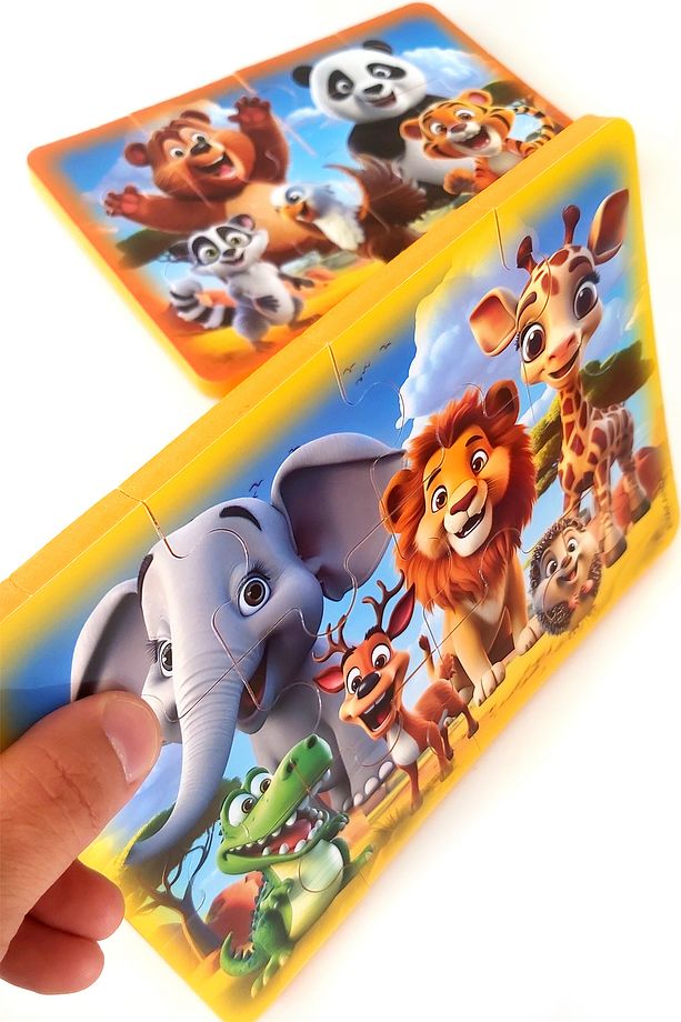 12 Parçalı 4 Adet Kalın Çocuk Puzzle Yapboz - 8