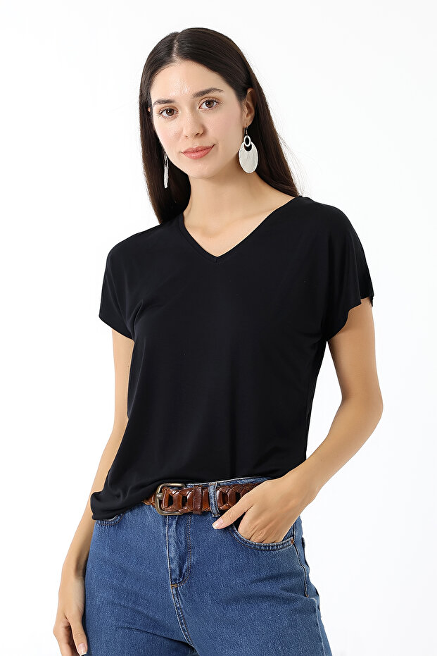 Дамска черна тениска - 3