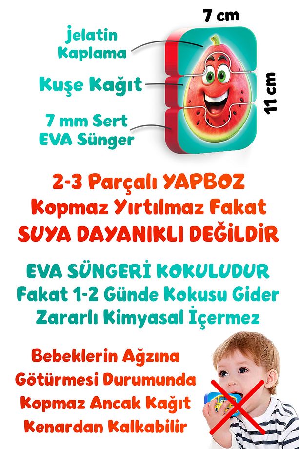 2-3 Parçalı 40 Adet Kalın Bebek Yapbozu Karışık 5'li Set - 3